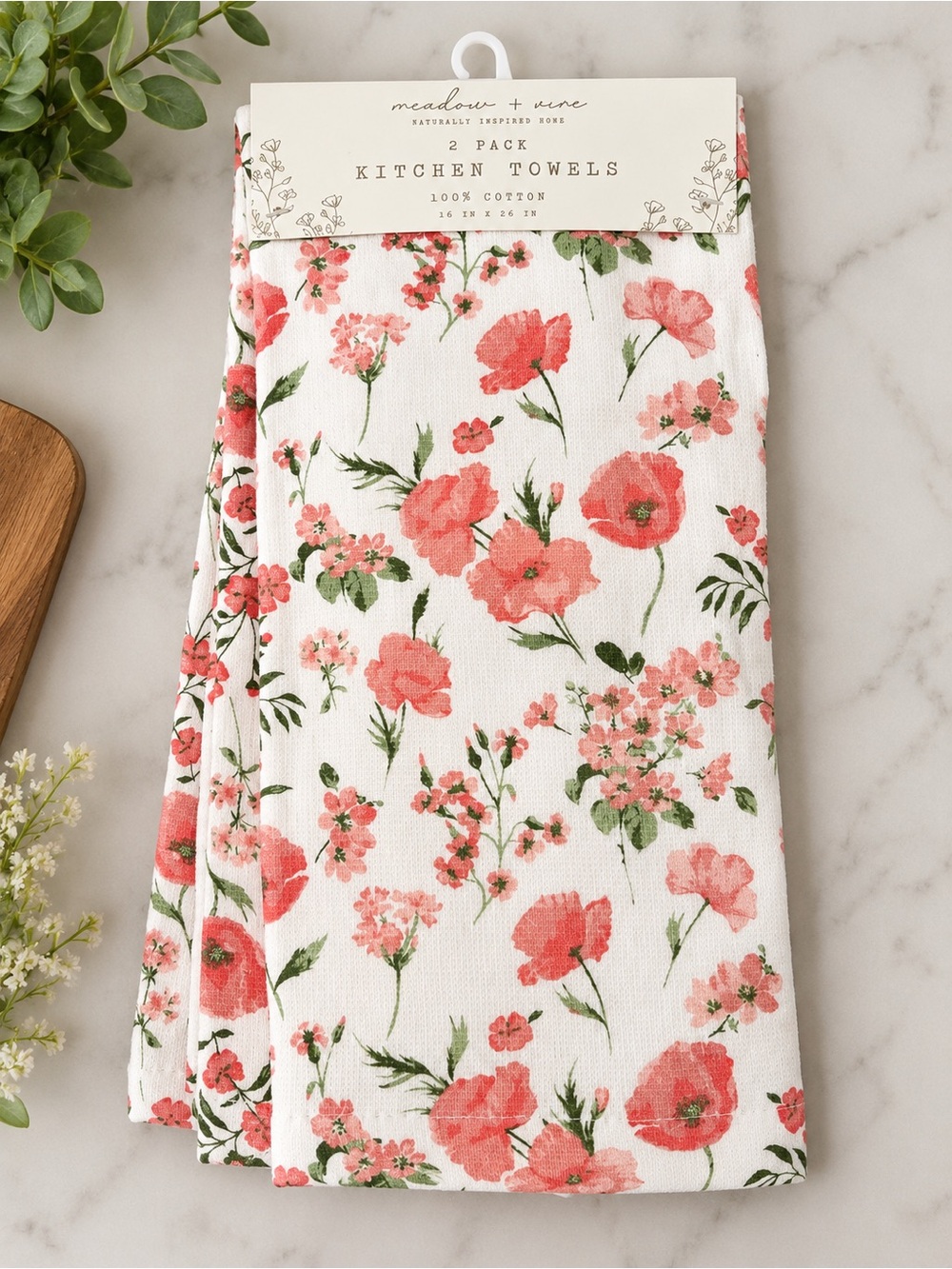Coral Floral Kitchen Towels - 2-Pack